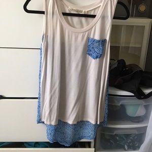 Blue and White tank top blouse